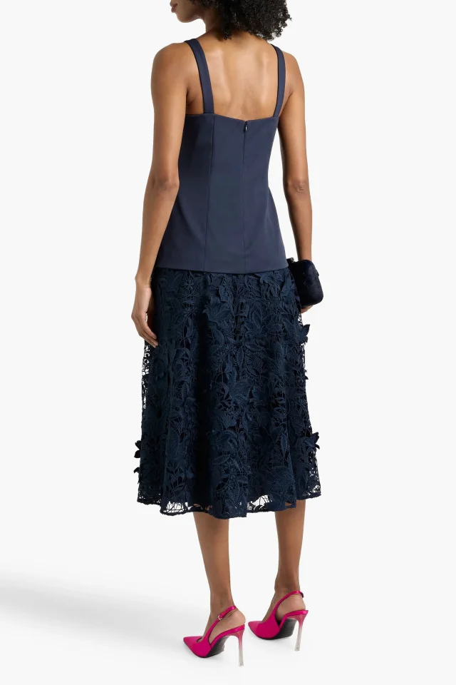 Badgley Mischka Guipure Lace and Twill Midi Dress, photo 3 of 4 from THE OUTNET