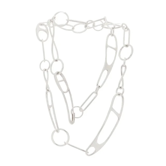 Hermès Sterling Silver Chaine d'Ancre Punk Necklace ST in Silver from FASHIONPHILE, photo 2 of 4