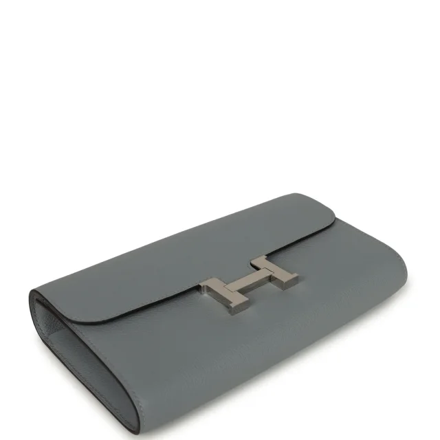 Hermès Constance Wallet To Go Gris Pantin Evercolor Palladium Hardware in Grey Lambskin from Madison Avenue Couture, photo 6 of 10
