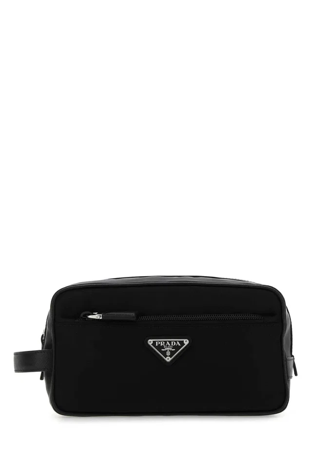 Prada Re-Nylon And Leather Travel Case — Black Poliammidericiclata-vitello Wallets in Black Nylon from HEWI