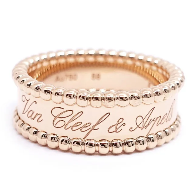 Van Cleef & Arpels 18K Pink Gold Perlee Signature Ring in Pink from The Reluxe