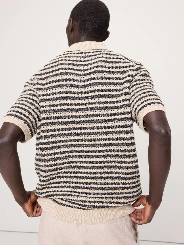 Banana Republic Textured Stripe Sweater Polo in Natural, photo 2 of 5 from Banana Republic (US)