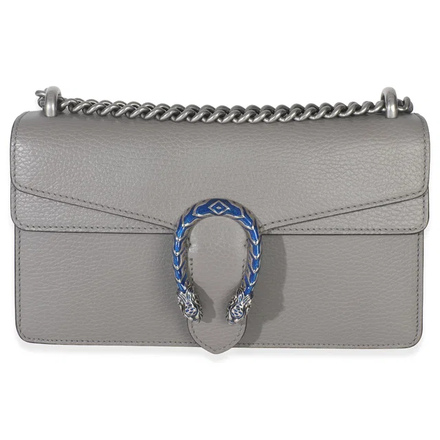 Gucci Dusty Grey Pebbled Calfskin Small Dionysus Shoulder Bag in Grey Calfskin from myGemma
