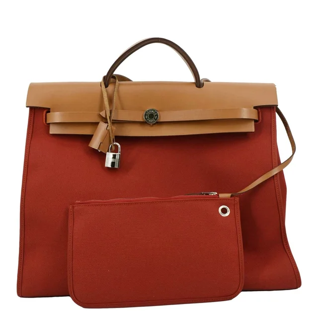 Hermès Herbag Canvas Tote Shoulder Bag Red in Red Canvas from Dallas Designer Handbags