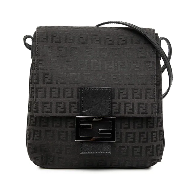 Black Fendi Zucchino Canvas Crossbody in Black Canvas from Designer Revival