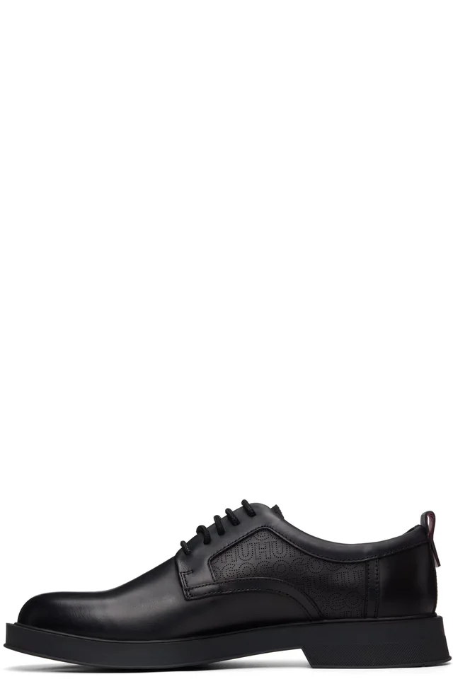 Hugo Black Perforated Monograms Leather Derbys, photo 3 of 4 from SSENSE