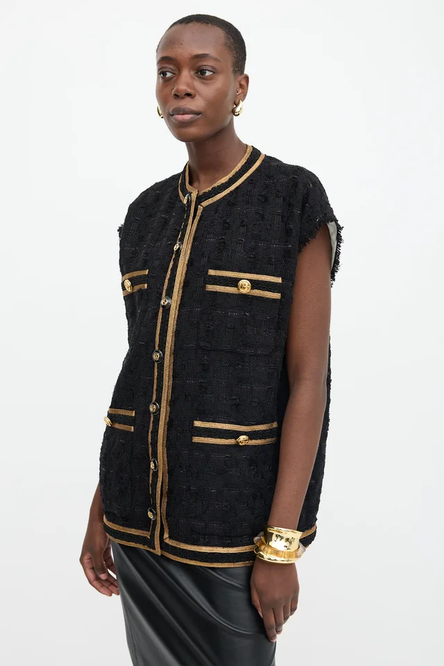 Gucci 2018 Tweed Embroidered Vest in Tweed from VSP Consignment, photo 2 of 2