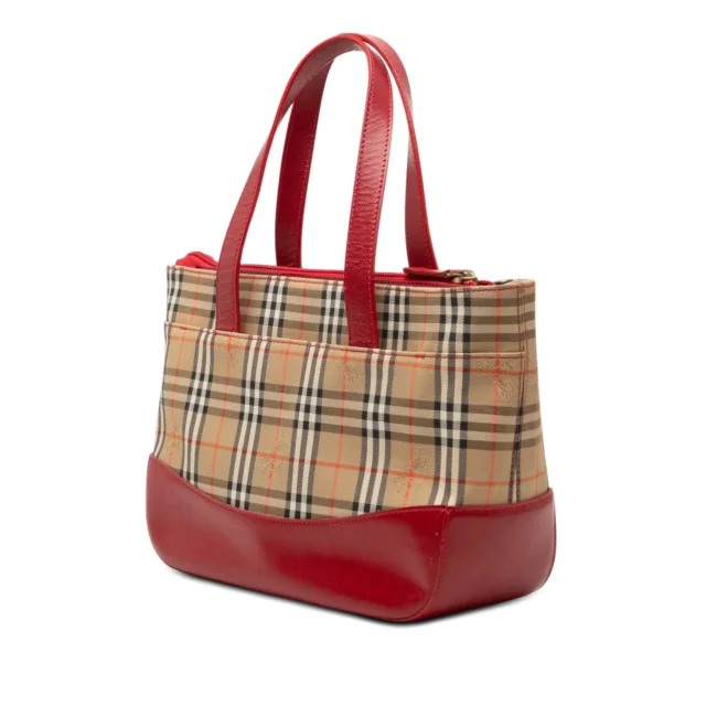 Beige Burberry Haymarket Check Canvas Tote in Beige Canvas from Designer Revival, photo 2 of 6