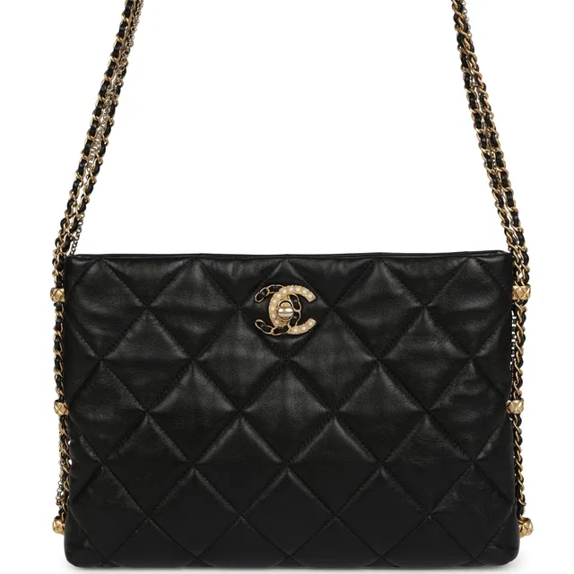 Chanel Crush On Chains Hobo Bag Black Lambskin Antique Gold Hardware in Black Lambskin from Madison Avenue Couture