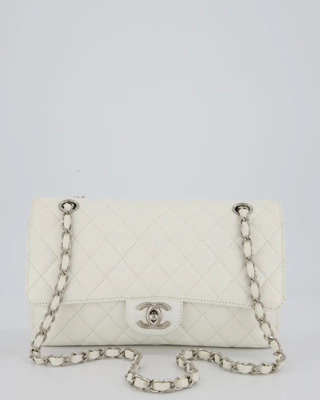 Chanel White Seasonal Double Flap Bag in White Caviar leather from Sellier