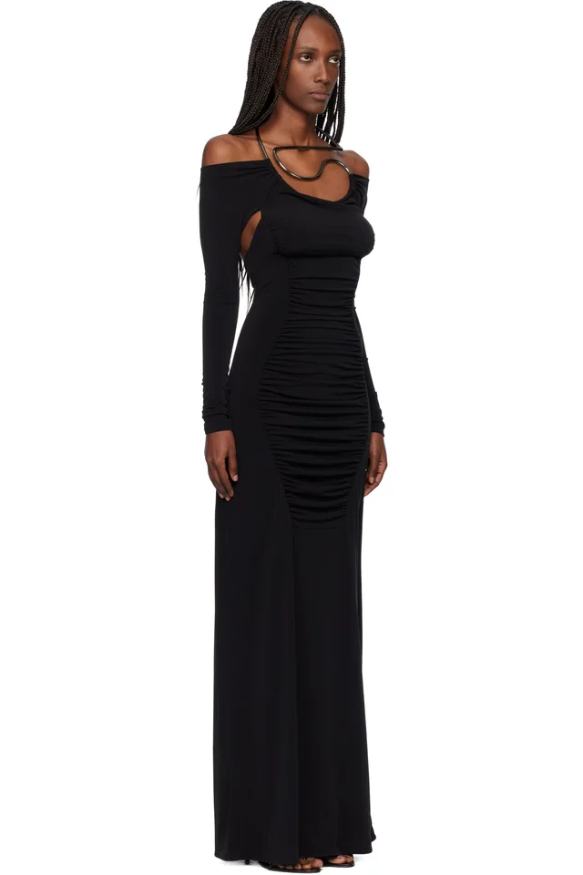 Coperni Black Cut-Out C-Logo Maxi Dress, photo 2 of 4 from SSENSE