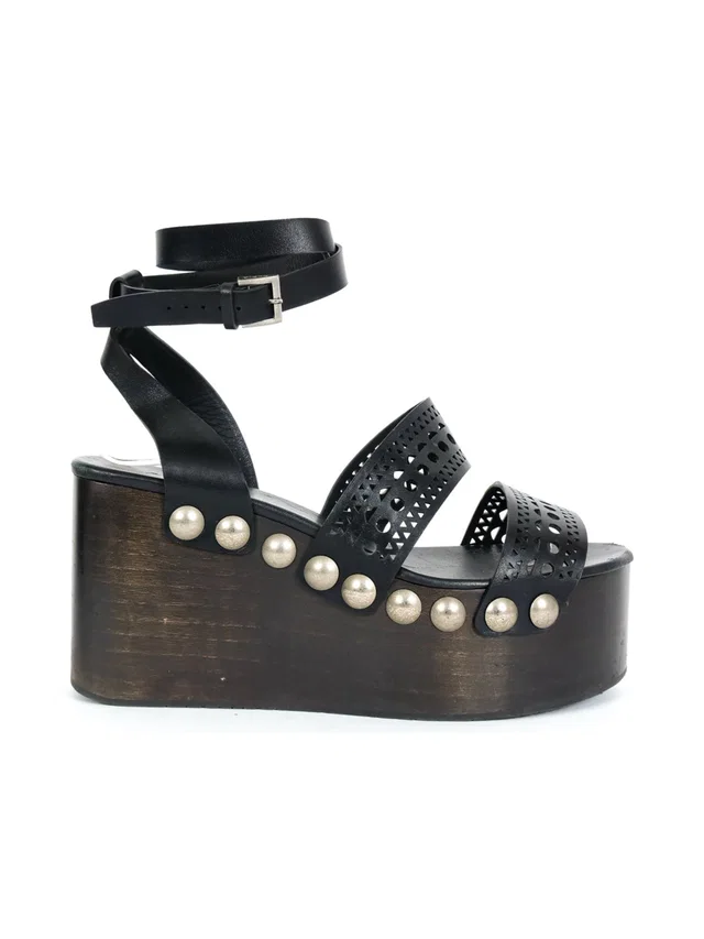 Alaïa Lasercut Studded Platform Sandals, 37 in Leather from Arcade Vintage