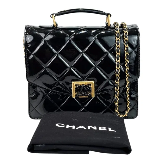 Chanel Black Patent Top Handle Bag in Black Patent leather from Luxury Promise