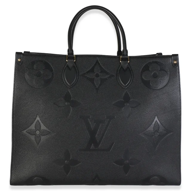 Louis Vuitton Black Giant Monogram Empreinte Onthego GM in Black Coated canvas from myGemma