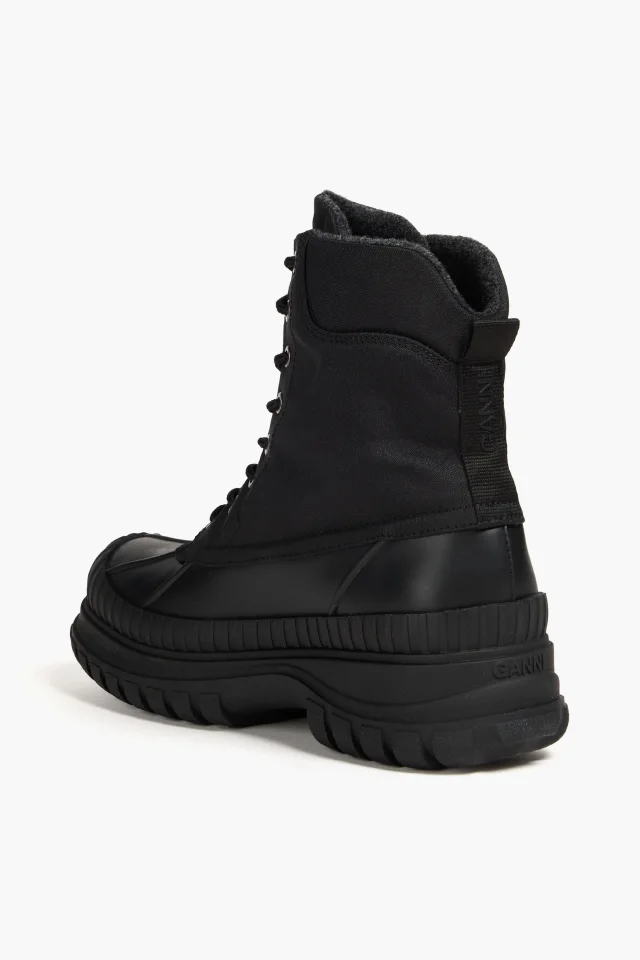 Ganni Canvas Lug-Sole Ankle Boots in Black, photo 3 of 4 from THE OUTNET