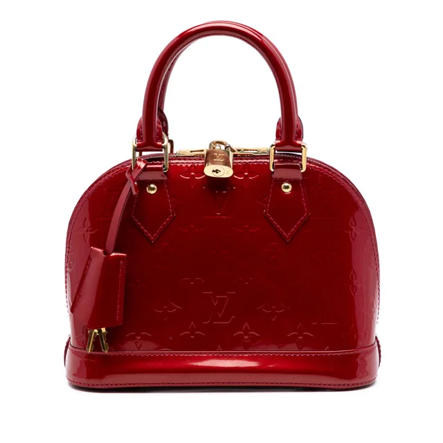 Red Louis Vuitton Monogram Vernis Alma BB Satchel in Red Leather from Designer Revival