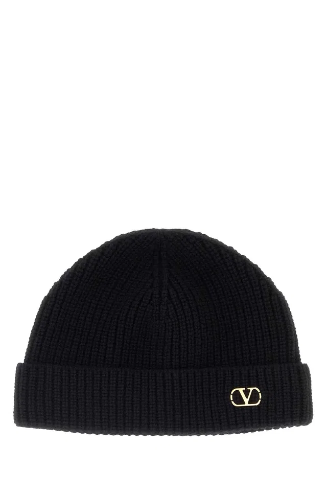 Valentino Garavani Beanie Cashmere Knit — Black Exterior: Beanies in Black Cashmere from HEWI