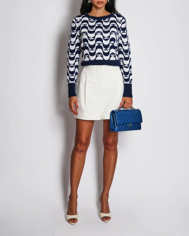 Fendi Ivory High-Waist Pleated Shorts with Logo and Pocket Detail Size IT 42 (UK 10) in White from Sellier