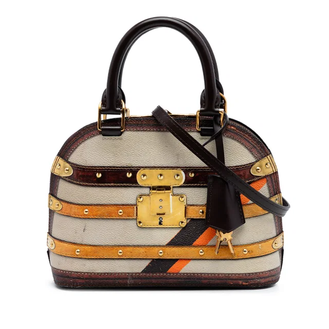Beige Louis Vuitton Transformed Canvas Time Trunk Alma BB Satchel in Beige Canvas from Designer Revival