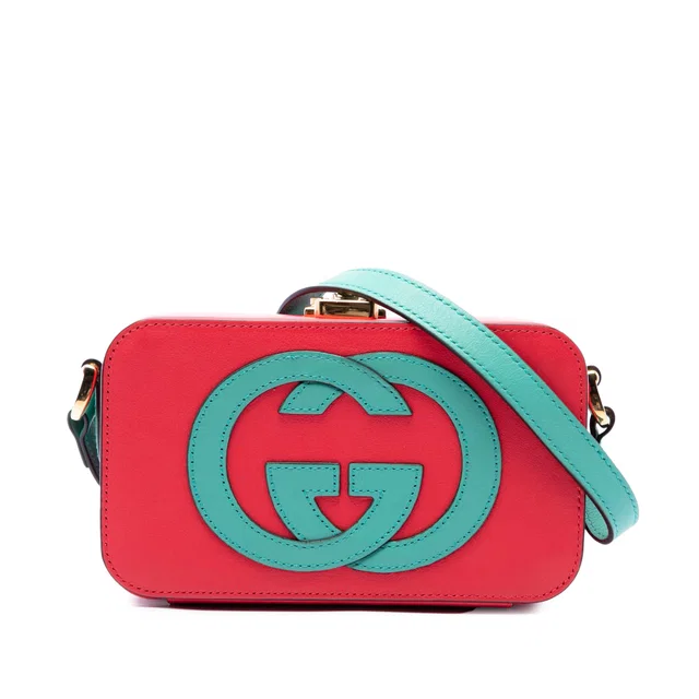 Red Gucci Calfskin Interlocking G Crossbody in Red Calfskin from Designer Revival