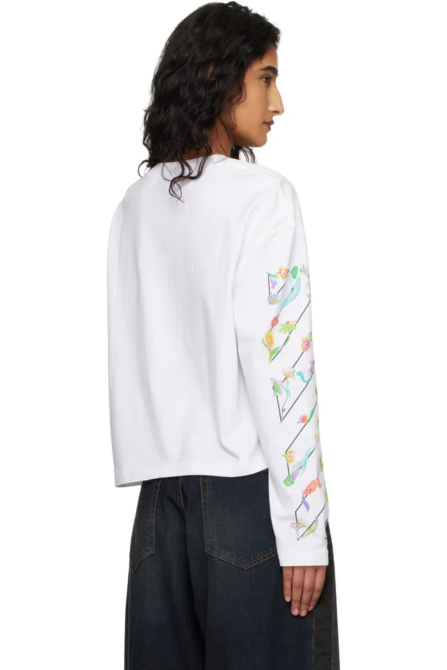 Off-White White Diagonal Glowing Flower T-shirt, photo 3 of 4 from SSENSE