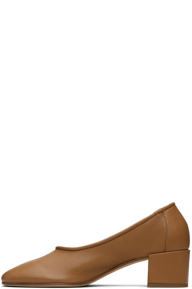 BY FAR Tan Prudence 45 Heels, photo 3 of 5 from SSENSE