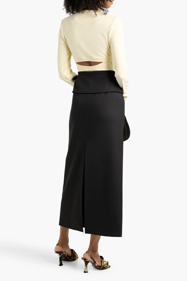 Proenza Schouler Adriana Buckle-Embellished Wool-Blend Twill Maxi Skirt, photo 3 of 4 from THE OUTNET