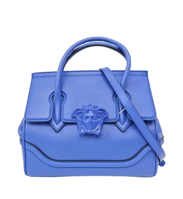 Versace Palazzo Empire Blue Cowhide Leather Quilted Shoulder Bag Handbag Gold Ha in blue Leather from Grailed