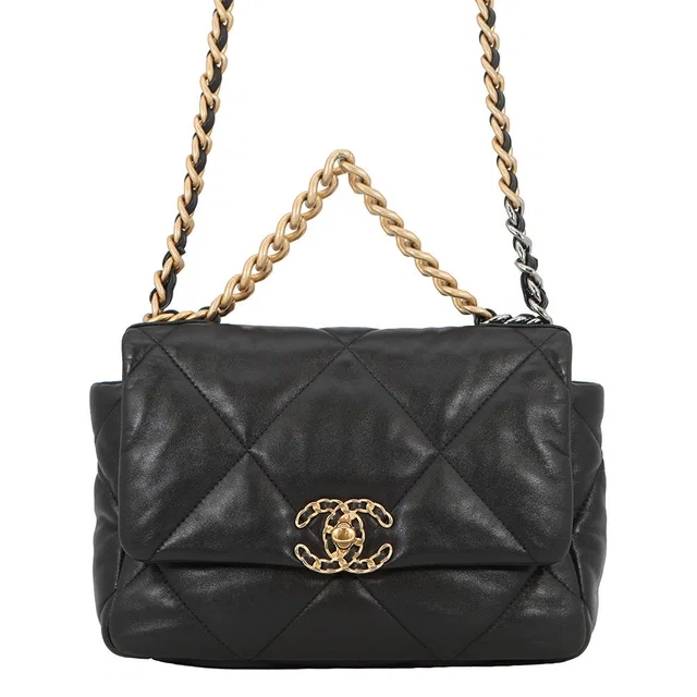 Chanel CHANEL19 Matelasse Shoulder Bag BlackAS1160 Shiny Lambskin in Lambskin from GALLERY RARE