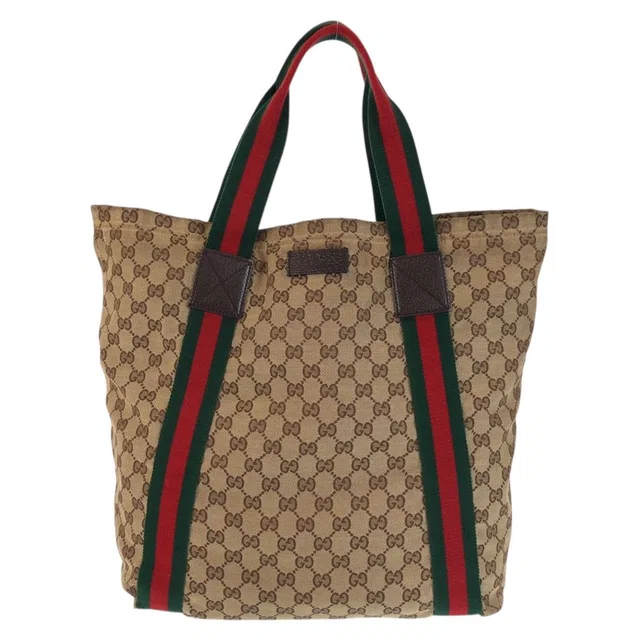 Gucci Sherry Line Beige Brown GG Canvas Tote Shoulder Bag in Brown Canvas from The Reluxe