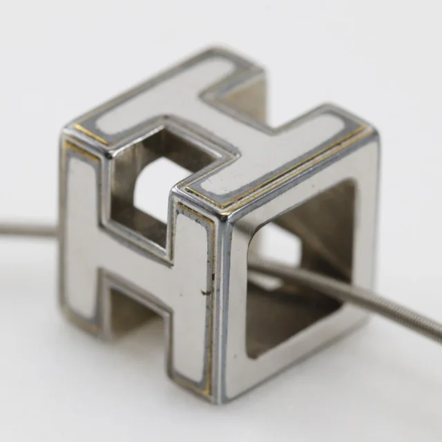 Hermès Caged d'H Necklace Silver in Silver Enamel from LuxUness, photo 7 of 8