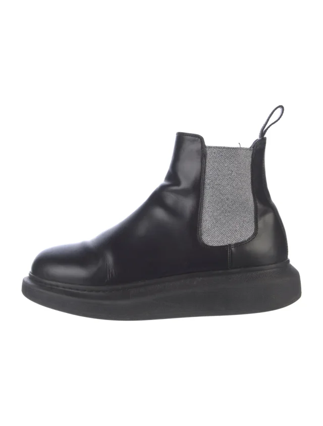 Alexander McQueen Leather Chelsea Boots in black Leather from The RealReal
