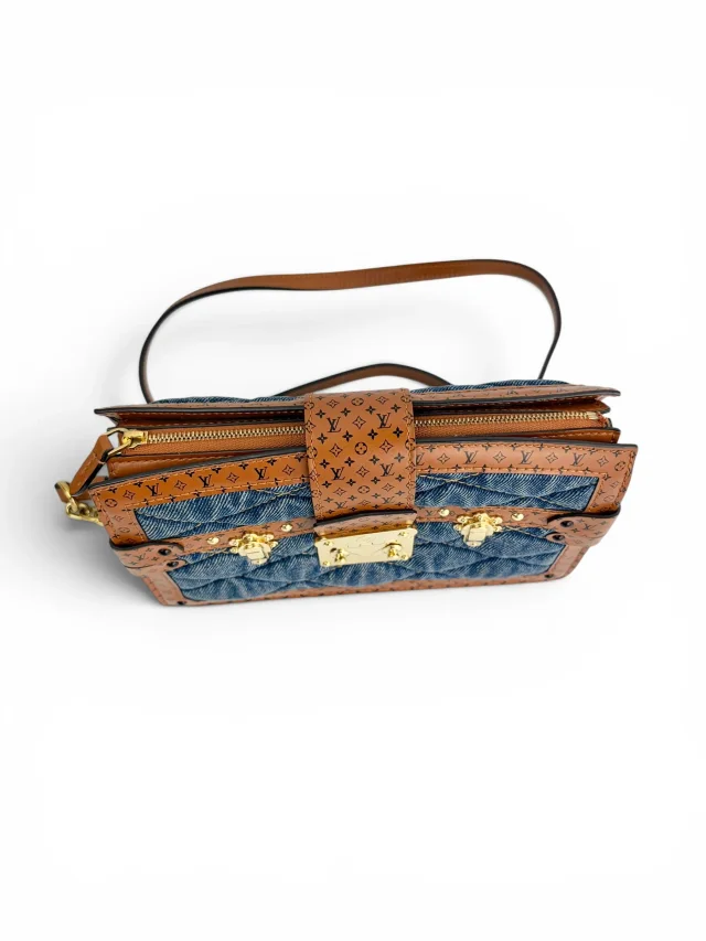 Louis Vuitton Limited Edition Denim Calfskin Malletage Trunk Clutch in Calfskin from Season 2 Consign, photo 6 of 10