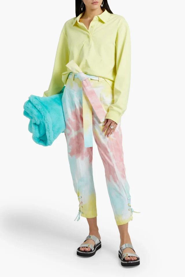 LoveShackFancy Tao High-Rise Tapered Jeans with Lace-Up Cuffs in Multicolor, photo 2 of 4 from THE OUTNET