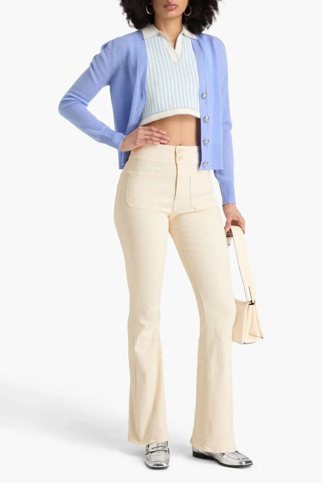 Veronica Beard Beverly high-rise flared jeans in Ecru, photo 2 of 4 from THE OUTNET