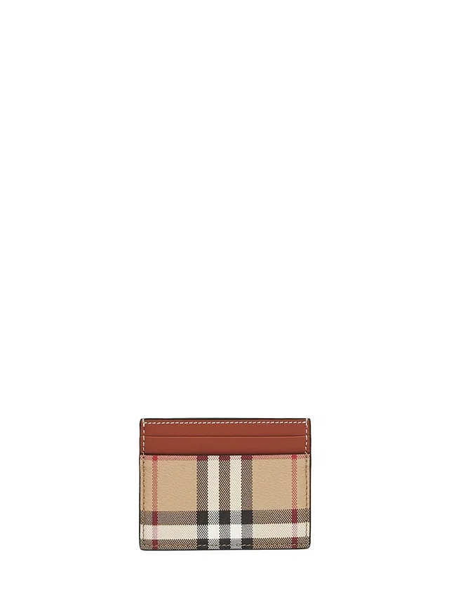 Burberry Archive Check Card Case — Brown Polyurethane Wallets & Purses in Brown Calfskin from HEWI