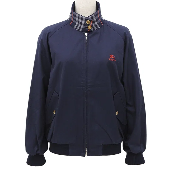 Burberry Logo Embroidered Blouson #L Navy in Navy from VINTAGE QOO TOKYO