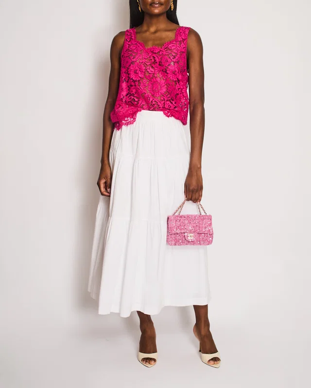 Valentino Garavani Fuchsia Lace Top Size IT 40 (UK 8) in Pink from Sellier
