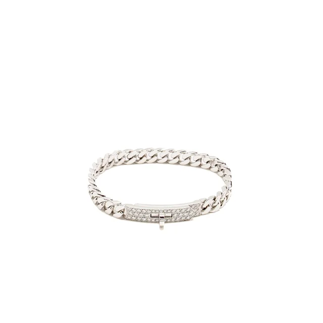 Hermès Size ST Kelly Gourmette Bracelet, Very Small Model, White Gold/Diamonds in White from EMIER