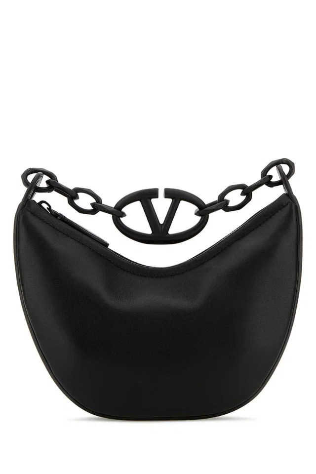 Valentino Garavani Hobo Bag — Black in Black Lambskin from HEWI