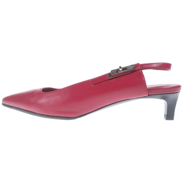Hermès Lovely Flat Shoes Heels Pumps Kelly Pointed Toe Rose in Pink from The Reluxe