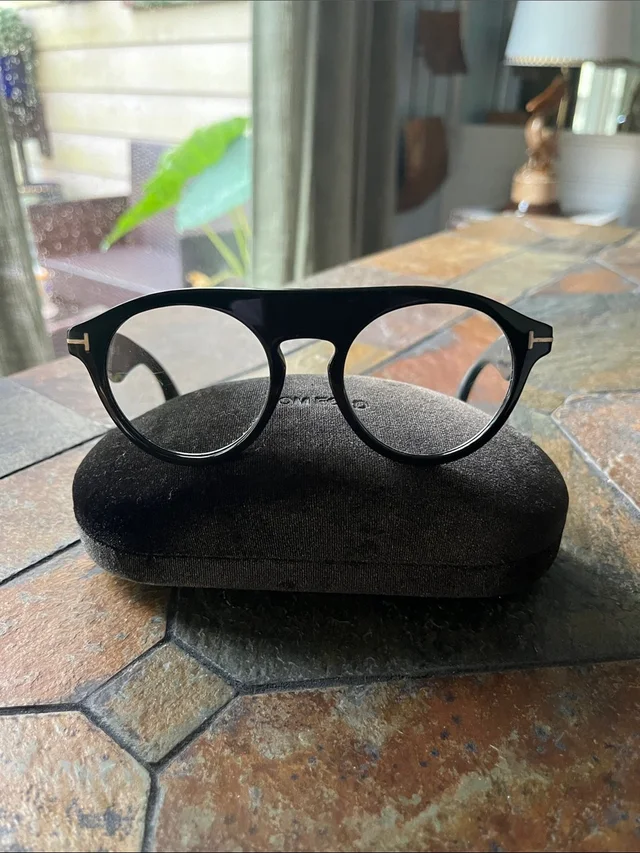 Tom Ford Black Round-Bridge Optical Frames in black|gold from Poshmark