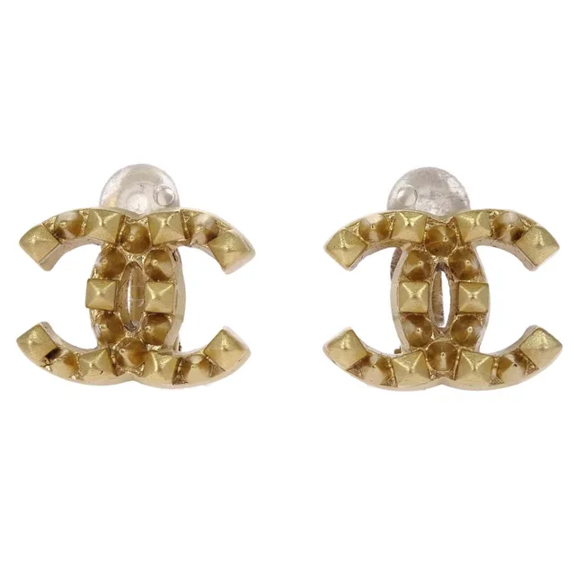 Chanel CC Clip-On Earrings Gold 03P in Gold from AMORE Vintage Tokyo