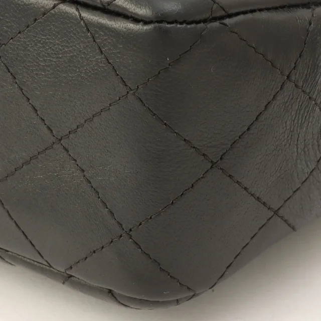 Chanel Around 2018 Made Studded Icon Lucky Charm Classic Flap Chain Bag Black in Black Lambskin from VINTAGE QOO TOKYO, photo 9 of 13