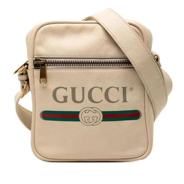 Brown Gucci Grained Calfskin Logo Crossbody in Brown Caviar leather from Designer Revival