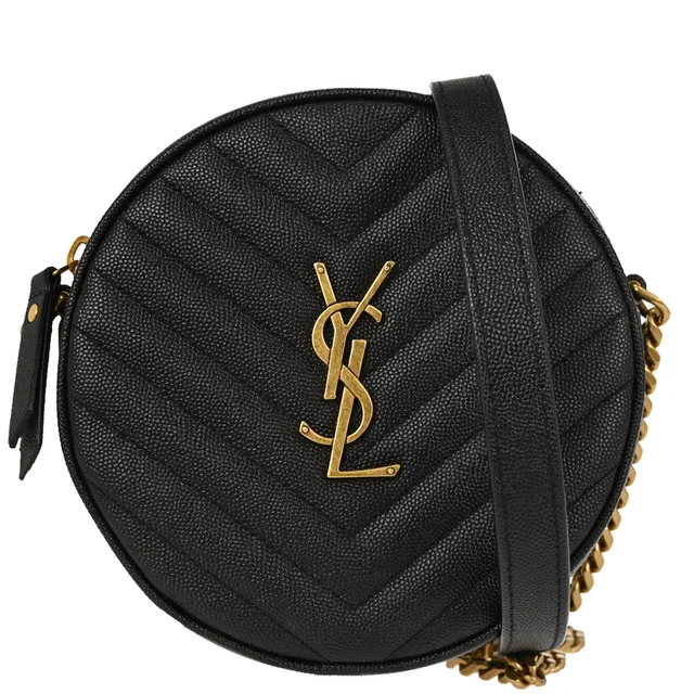 Saint Laurent Black Vinyle Round Camera Bag Shoulder Bag in Black Leather from AMORE Vintage Tokyo