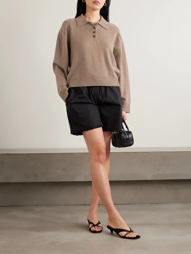 LOULOU DE SAISON Homere embroidered cashmere polo sweater in Beige, photo 2 of 2 from NET-A-PORTER (Canada)
