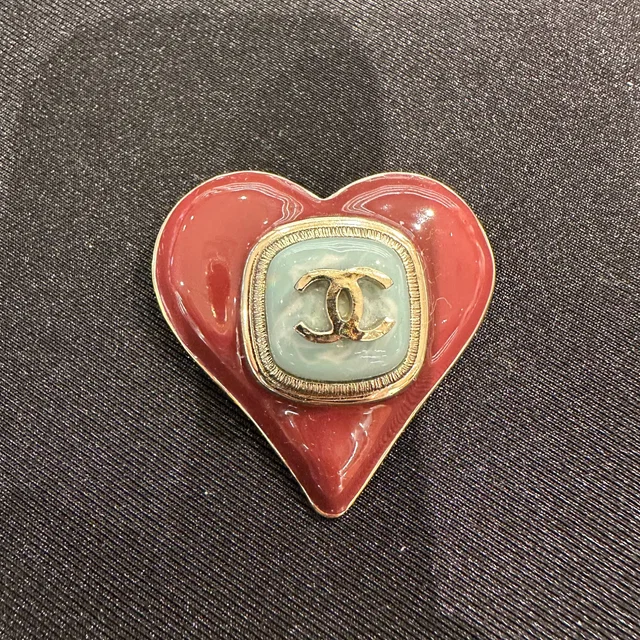 Chanel Rouge Enamel Heart Brooch in Red from Luxury Promise