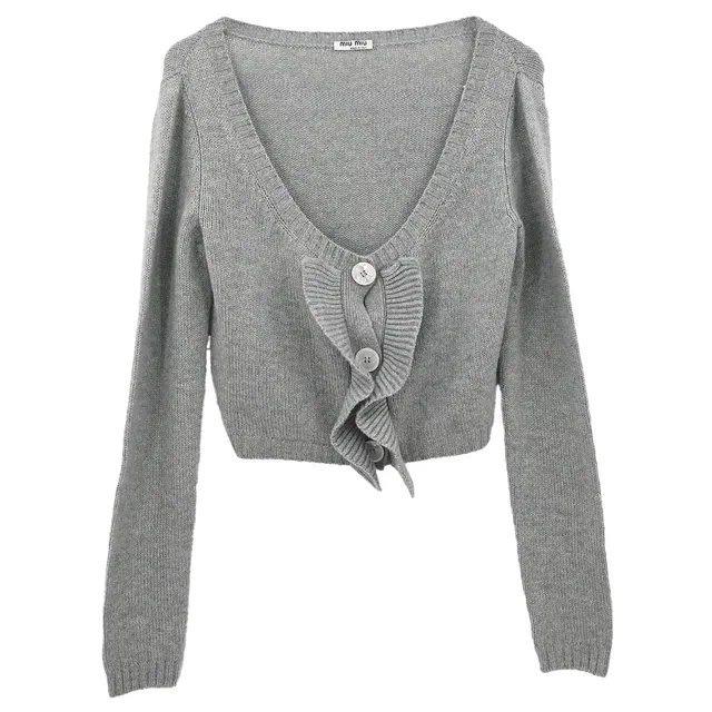 Miu Miu 2019 Cardigan Gray #40 in Grey Cashmere from AMORE Vintage Tokyo
