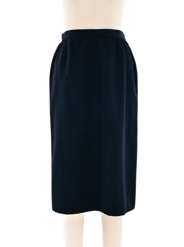 Saint Laurent Tuxedo Striped Midi Skirt in Satin from Arcade Vintage